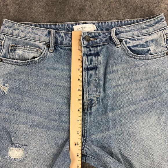 Carly Jean Womens Jeans 13 Blue Straight High Rise Baggy Button‎ Fly Distressed - Picture 11 of 14